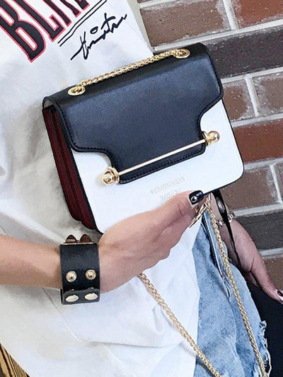 Piping Detail Two Tone Chain Bag-accessories-Des Mess