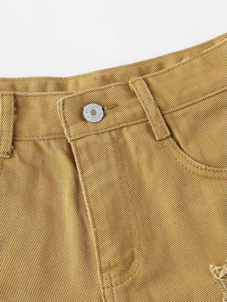 Raw Hem Ripped Denim Shorts-bottom-Des Mess