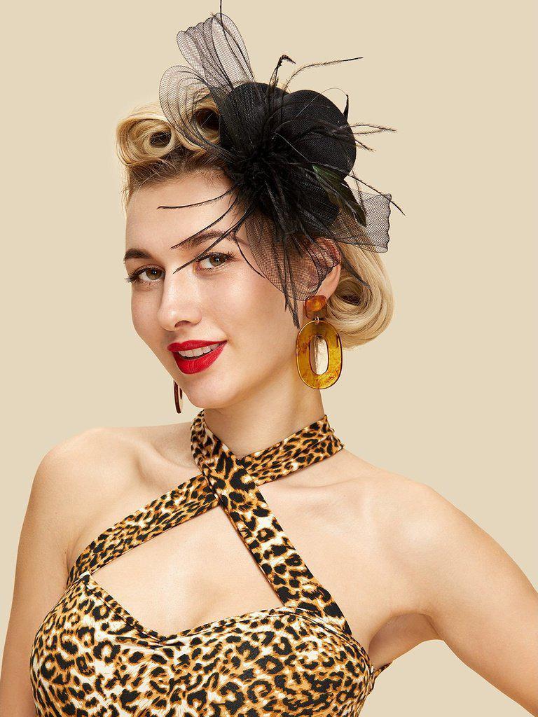 Mesh Bow Fascinator Hat With Feather-hair-Des Mess