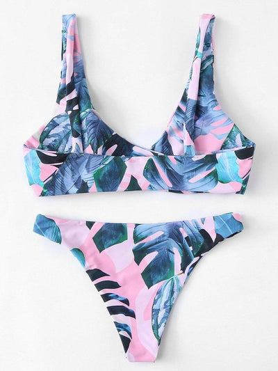Knot Front Tropical Bikini Set--Des Mess