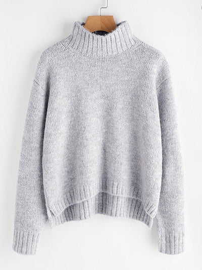 Marled Knit Stepped Hem Jumper-outerwear-Des Mess