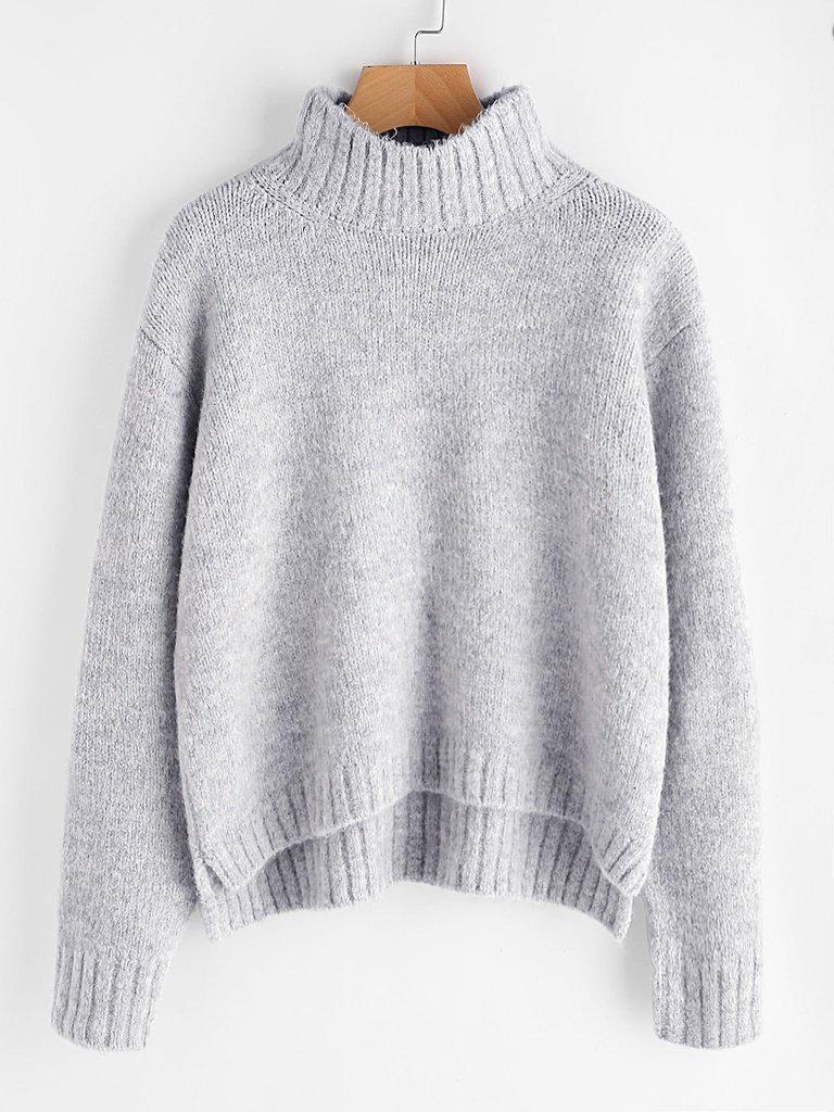 Marled Knit Stepped Hem Jumper-outerwear-Des Mess
