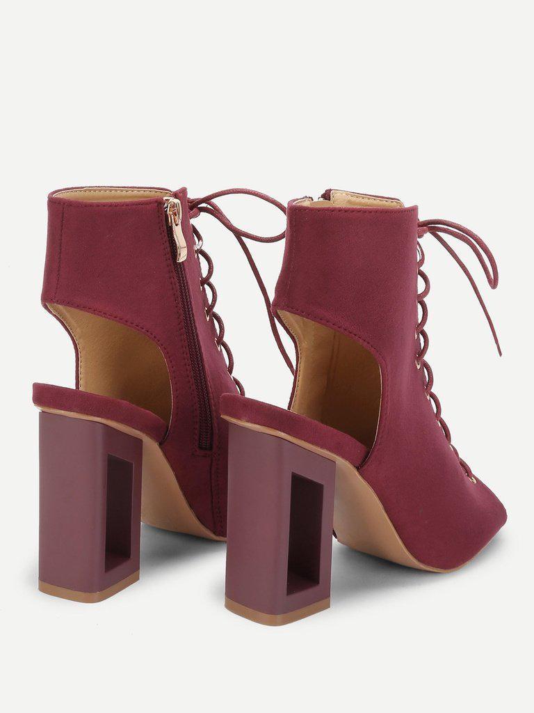 Open Back Lace Up Heeled Sandals-shoes-Des Mess