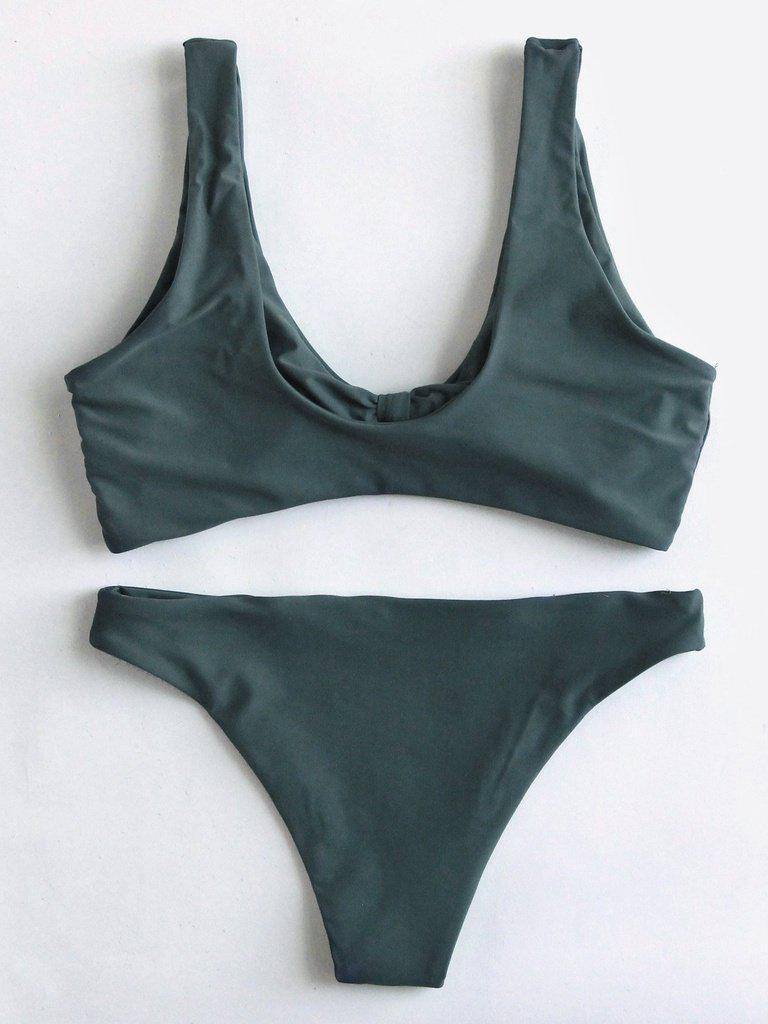Bow Tie Front Scoop Back Bikini Set-swimwear-Des Mess