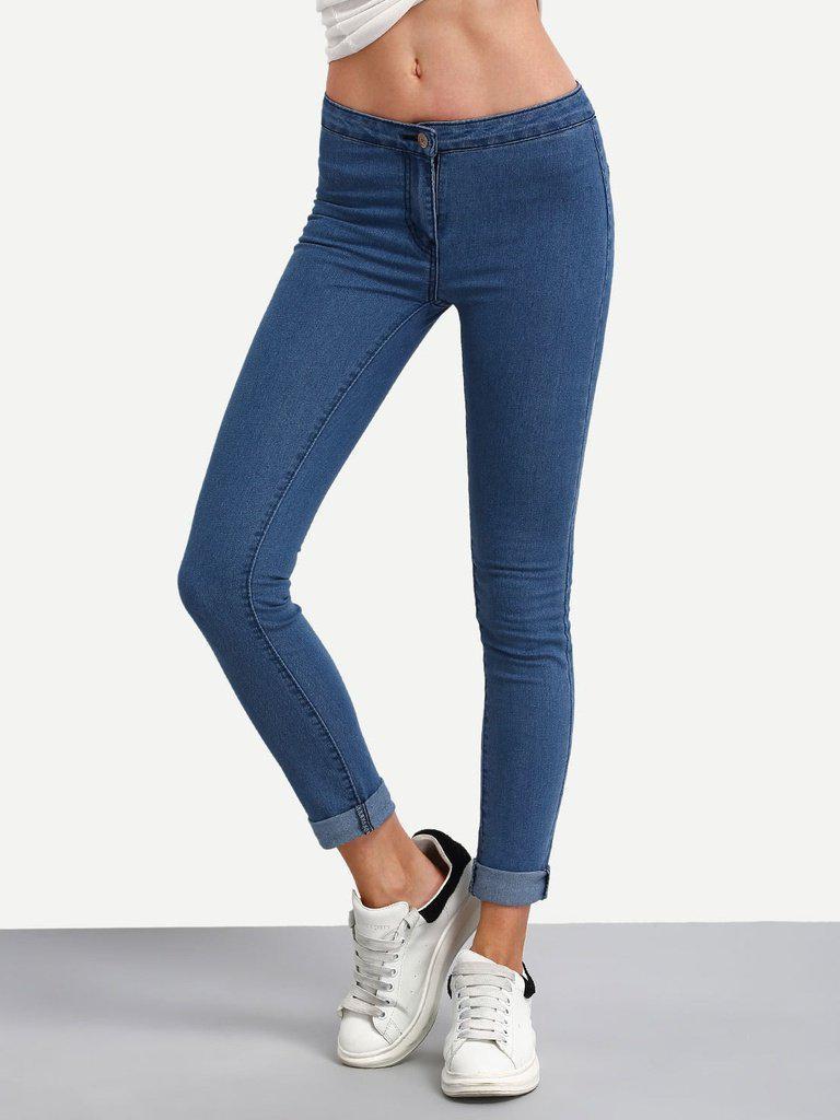 High Waist Denim Slim Pant-bottom-Des Mess