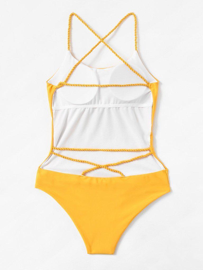 Criss Cross Open Back Swimsuit-swimwear-Des Mess