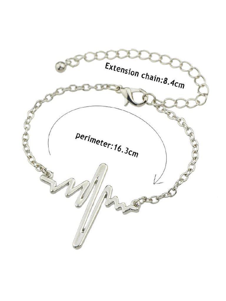 Silver Chain With Heartbeat Charm Bracelet--Des Mess