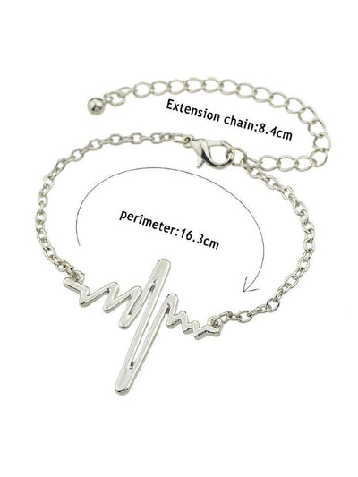Silver Chain With Heartbeat Charm Bracelet--Des Mess