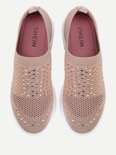 Rhinestone Decorated Slip On Sneakers-shoes-Des Mess