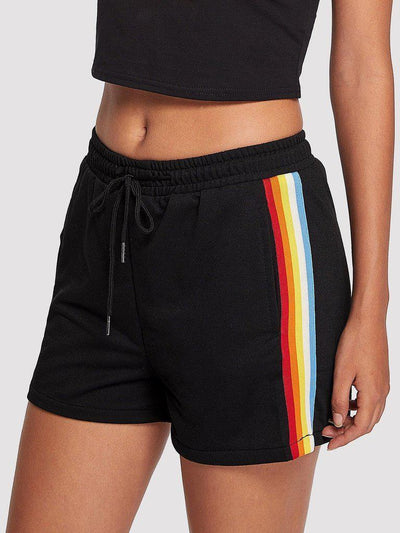 Striped Tape Side Drawstring Waist Shorts-bottom-Des Mess