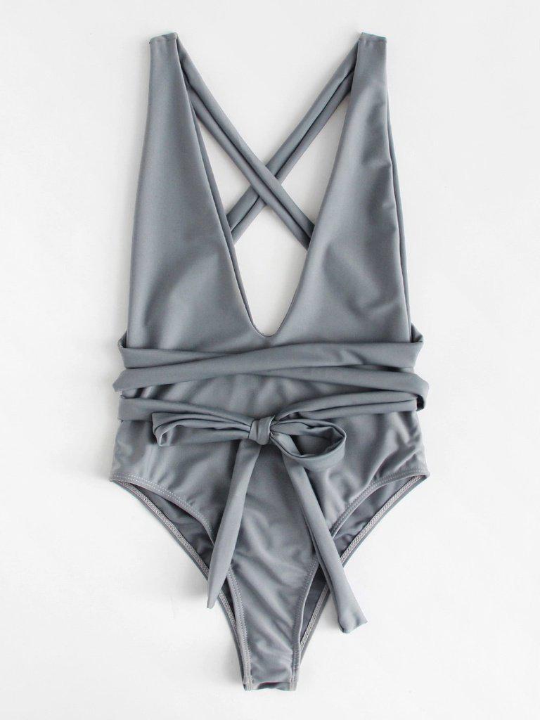 Criss Cross Self Tie Swimsuit-swimwear-Des Mess