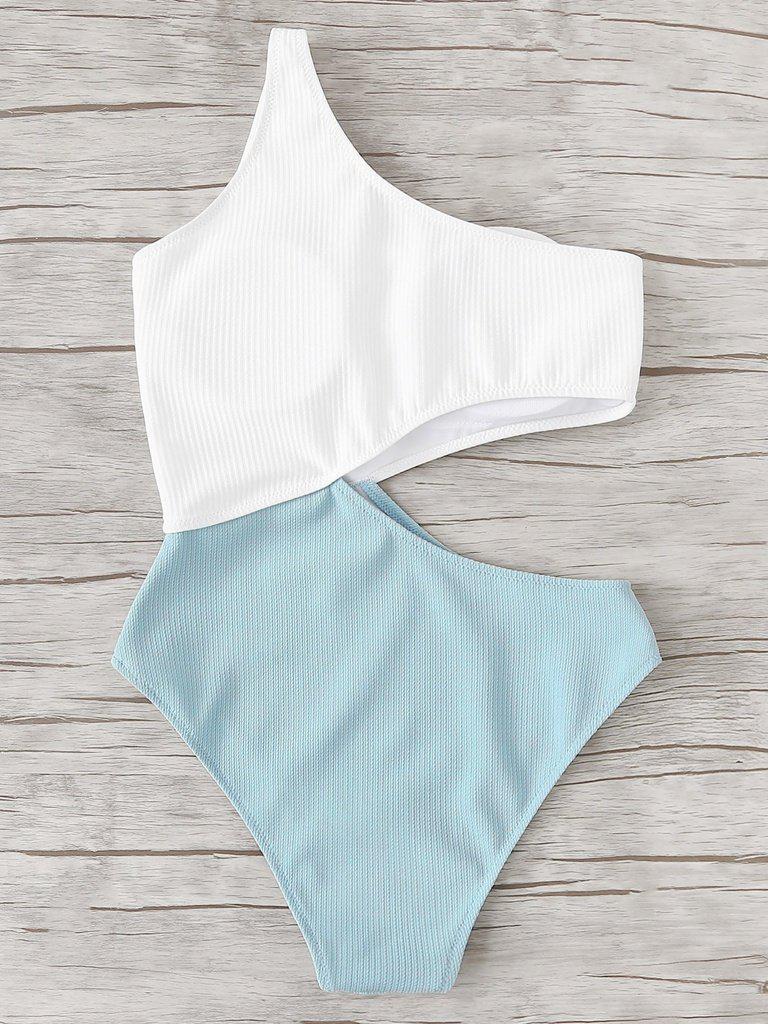 Two Tone Cut Out Swimsuit-swimwear-Des Mess
