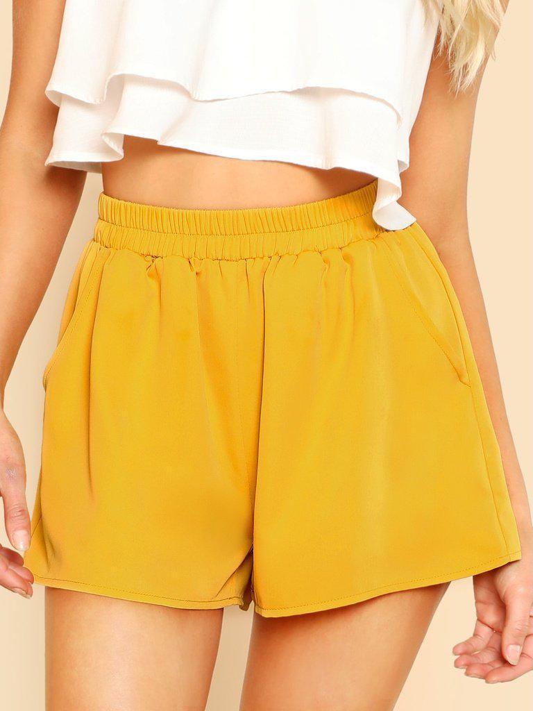 Elasticized Waist Wide Leg Shorts-bottom-Des Mess