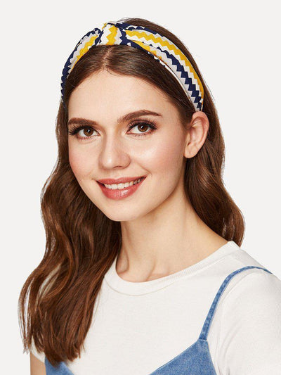 Geometric Print Knot Design Headband-hair-Des Mess