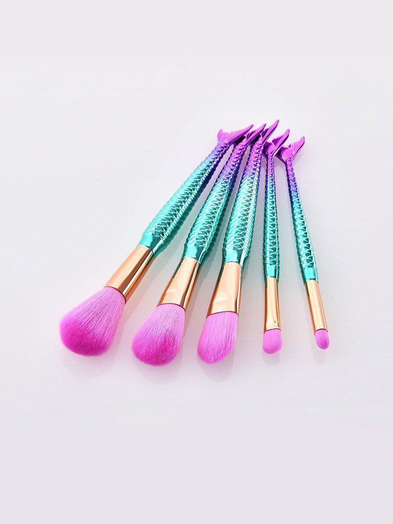 Fish Shaped Ombre Handle Eye Brush 5Pcs-makeup-Des Mess