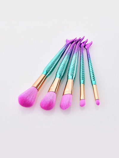 Fish Shaped Ombre Handle Eye Brush 5Pcs-makeup-Des Mess