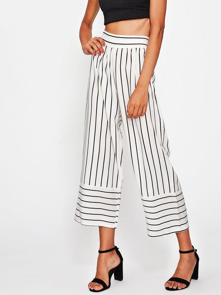 Striped Wide Leg Pants-bottom-Des Mess