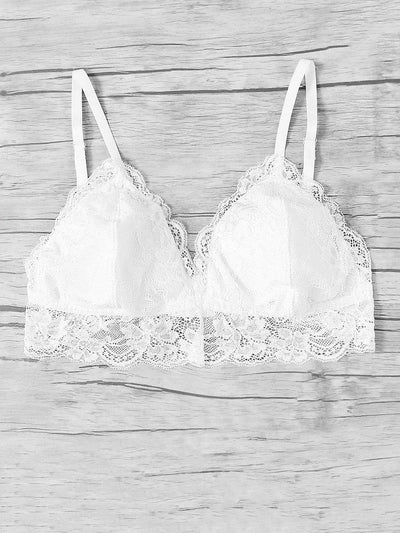 Lace Trim Triangle Bralette-lingerie-Des Mess
