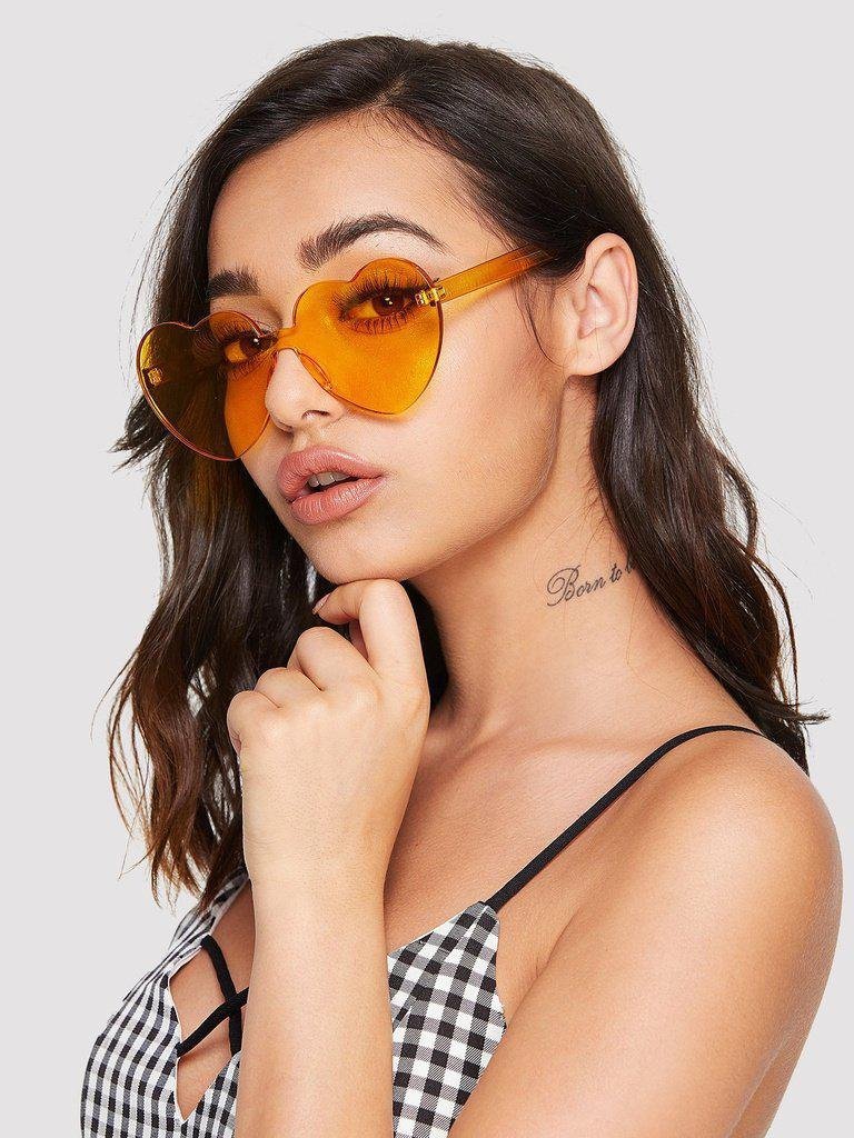 Heart Shaped Lens Rimless Sunglasses-accessories-Des Mess
