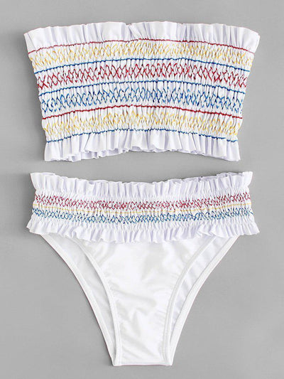 Ruched Bandeau Bikini Set-swimwear-Des Mess