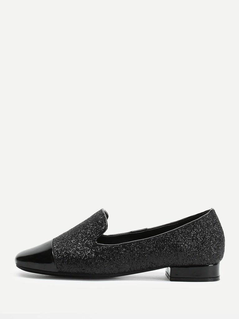 Square Toe Glitter Loafers-shoes-Des Mess