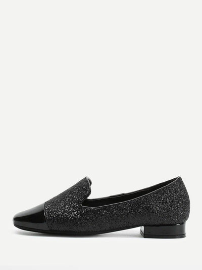 Square Toe Glitter Loafers-shoes-Des Mess