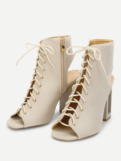 Open Back Lace Up Heeled Sandals-shoes-Des Mess