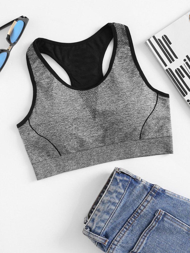 Striped Detail Racerback Sports Bra-sportswear-Des Mess