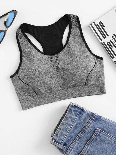 Striped Detail Racerback Sports Bra-sportswear-Des Mess