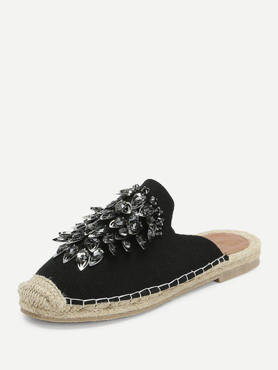 Rhinestone Decorated Cap Toe Flats-shoes-Des Mess