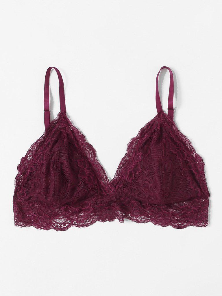 Lace Trim Triangle Bralette-lingerie-Des Mess