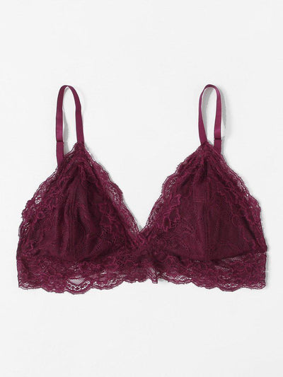 Lace Trim Triangle Bralette-lingerie-Des Mess