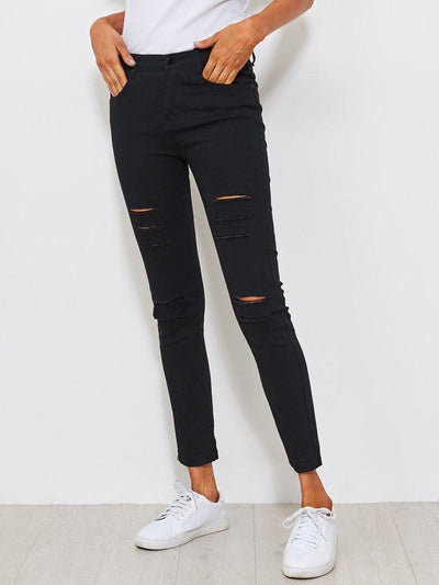 Distressed Skinny Jeans-bottom-Des Mess