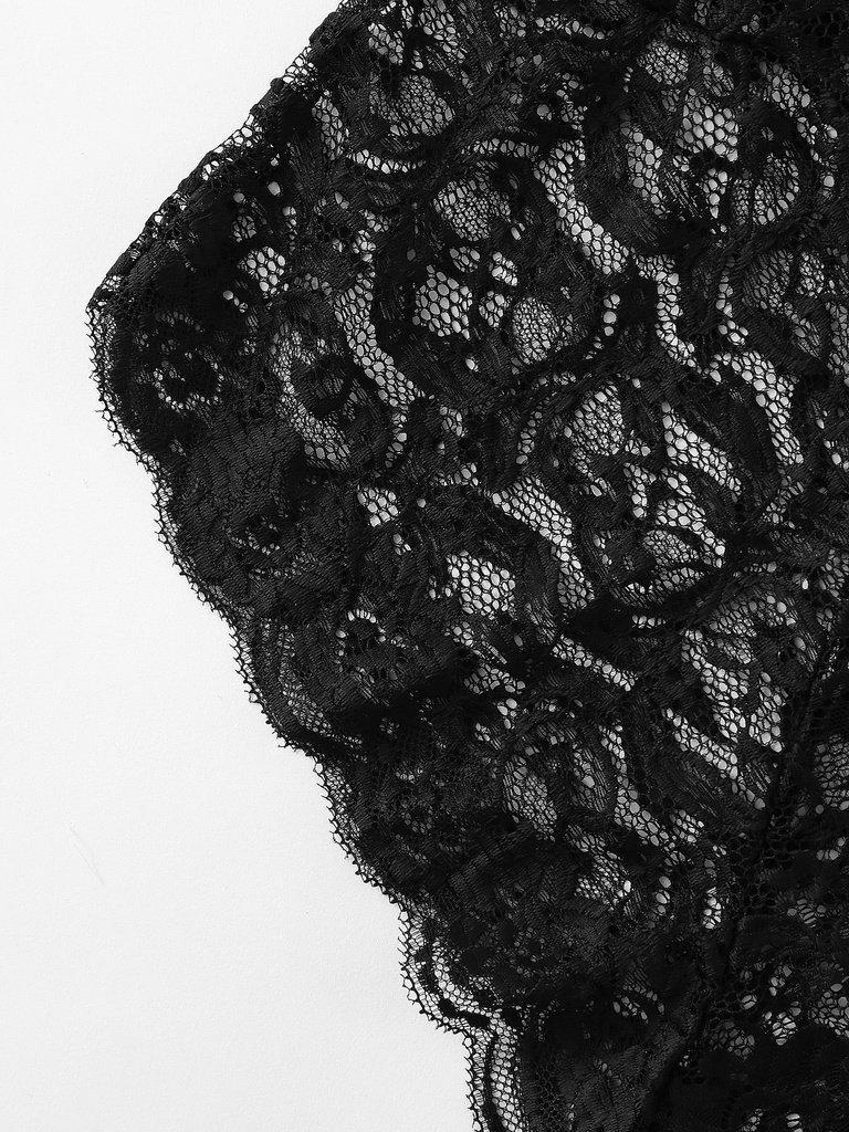 Scalloped Edge Cross Back Lace Teddy-lingerie-Des Mess