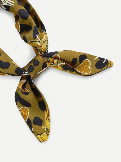 Heart & Cat Print Twilly Scarf-accessories-Des Mess
