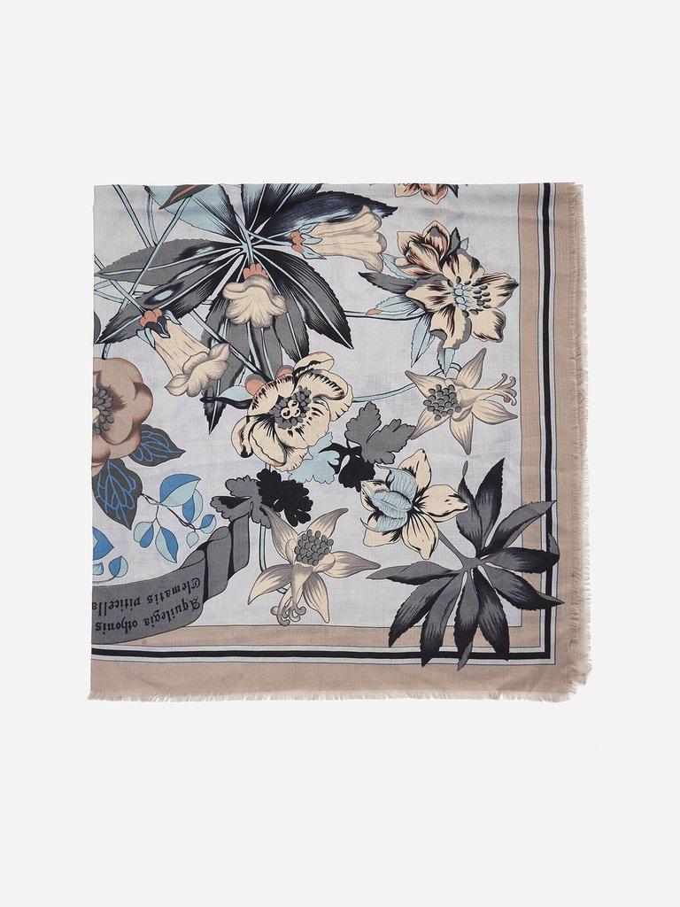 Frayed Trim Flower Print Scarf-accessories-Des Mess