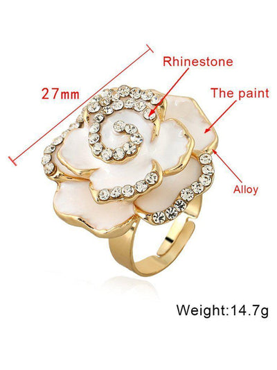 Flower Design Rhinestone Ring-jewelry-Des Mess