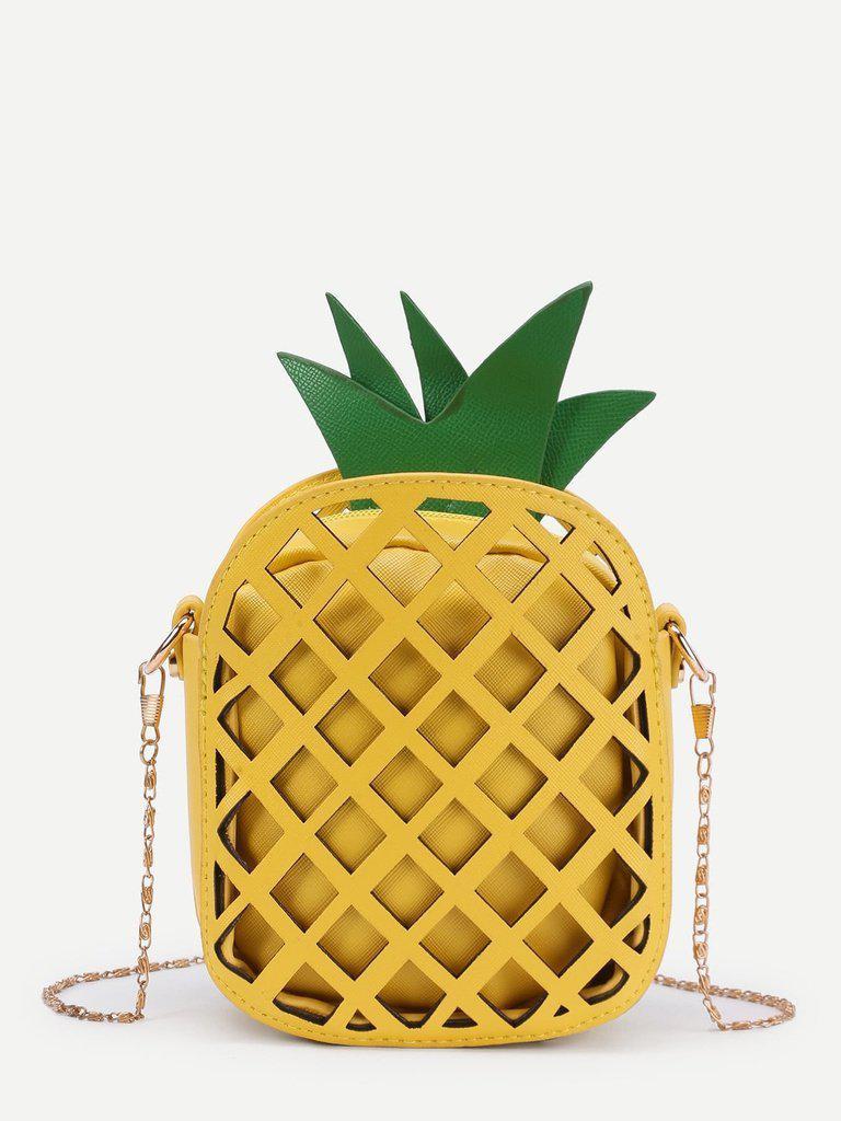 Pineapple Shaped PU Chain Crossbody Bag-accessories-Des Mess