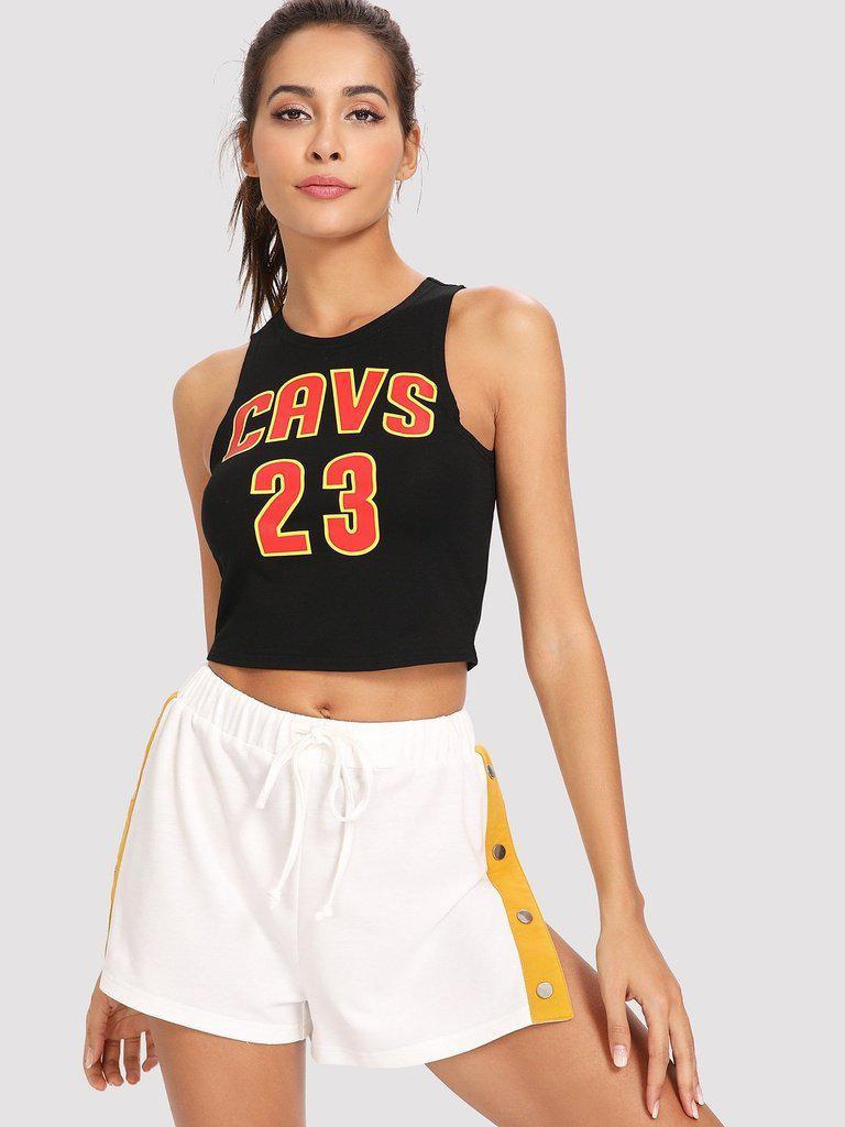 Buttoned Contrast Side Drawstring Shorts-bottom-Des Mess