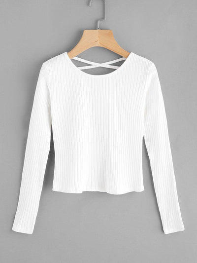 Criss Cross Back Ribbed Sweater-outerwear-Des Mess