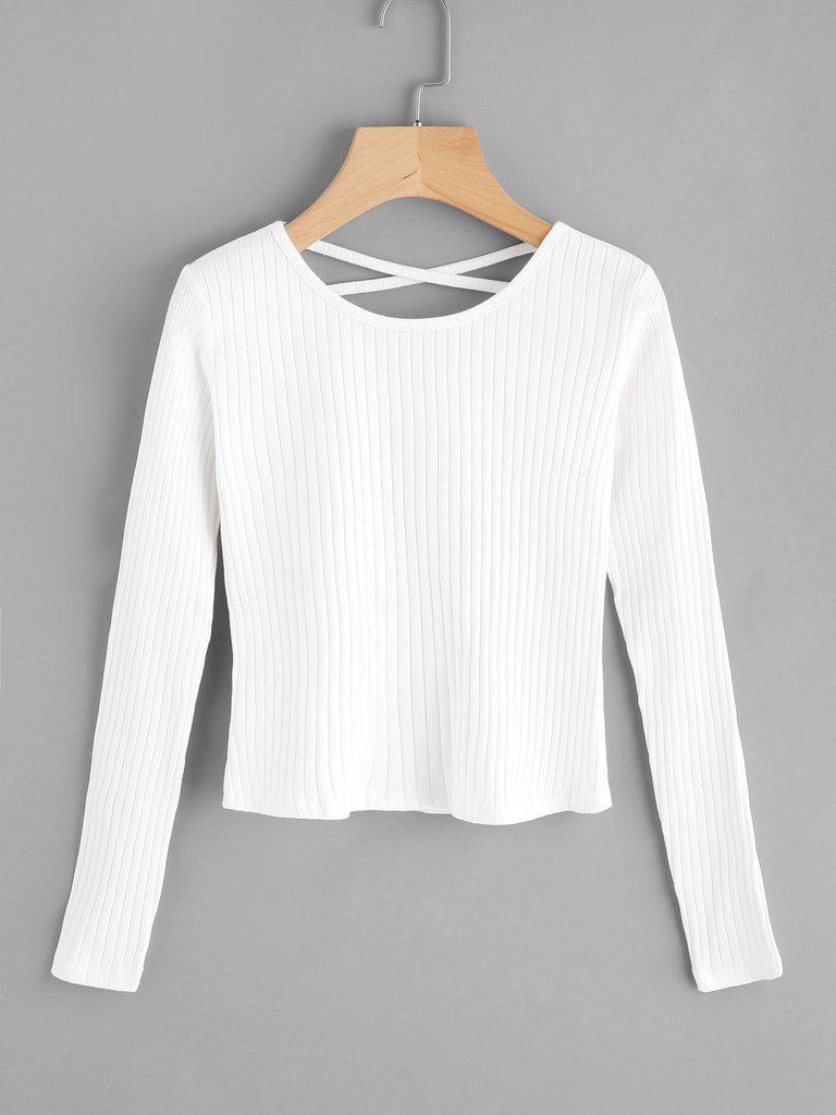 Criss Cross Back Ribbed Sweater-outerwear-Des Mess
