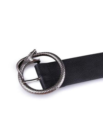 Faux Leather Circle Buckle Belt-accessories-Des Mess