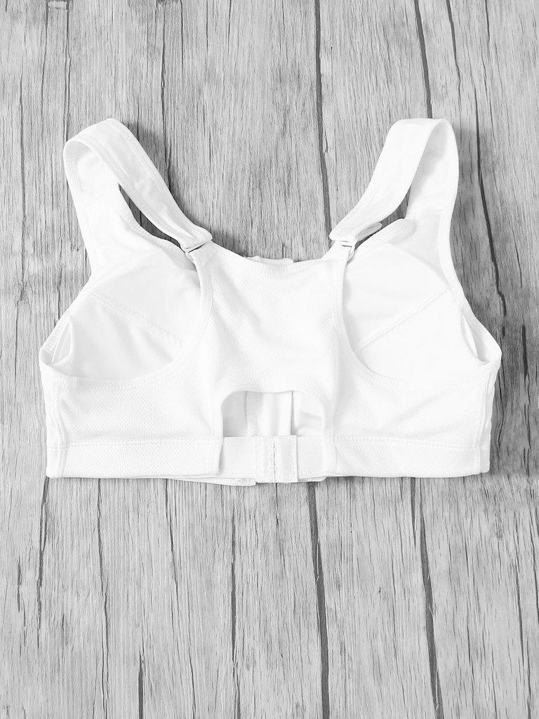 Zipper Front Racerback Sports Bra-sportswear-Des Mess