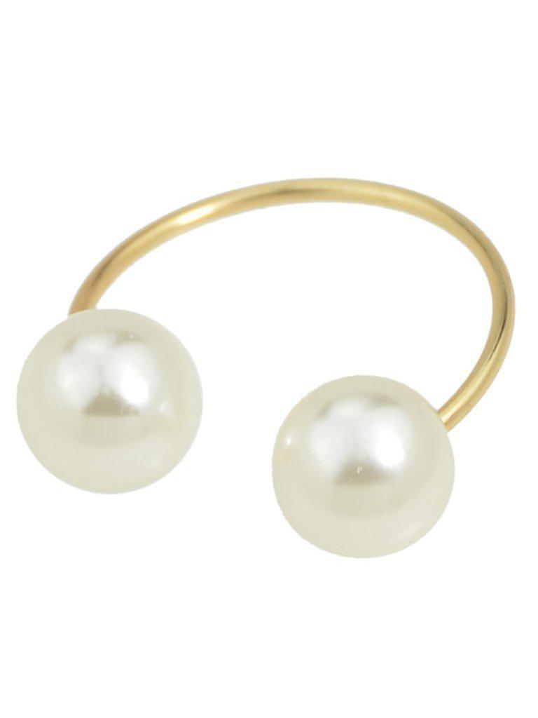 Simulated-Pearl Open Cuff Finger Ring-jewelry-Des Mess