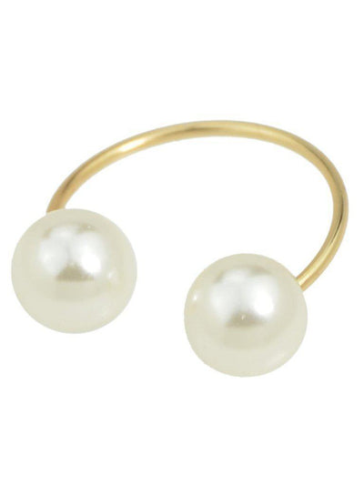 Simulated-Pearl Open Cuff Finger Ring-jewelry-Des Mess