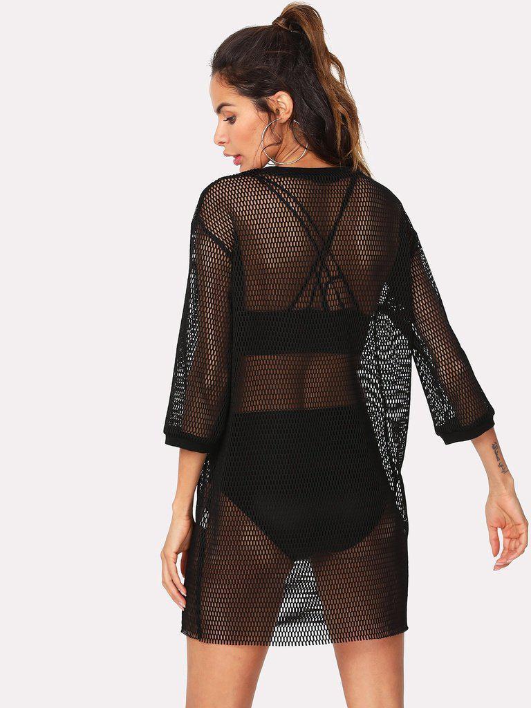 Letter Print Longline Sport Mesh Top-sportswear-Des Mess