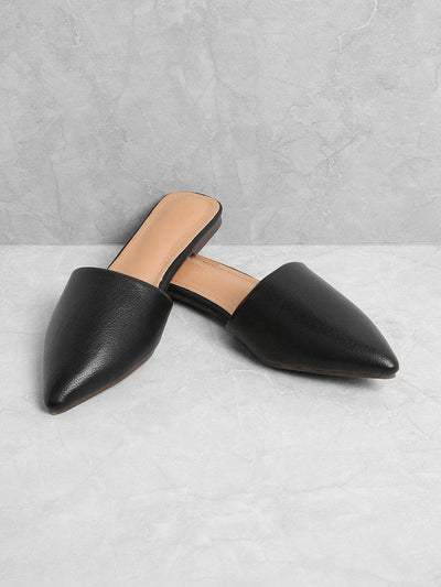 PU Pointed Toe Flat Mules-shoes-Des Mess