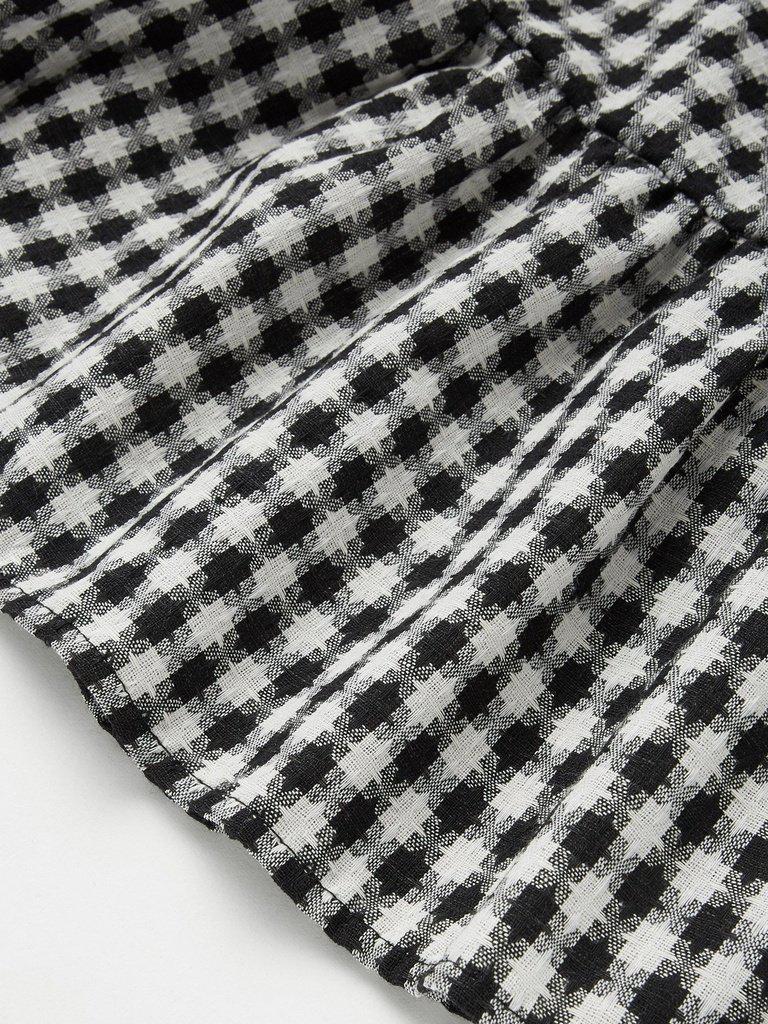 Single Breasted Ruffle Hem Checked Skirt-bottom-Des Mess