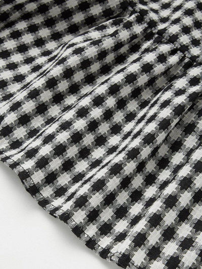 Single Breasted Ruffle Hem Checked Skirt-bottom-Des Mess