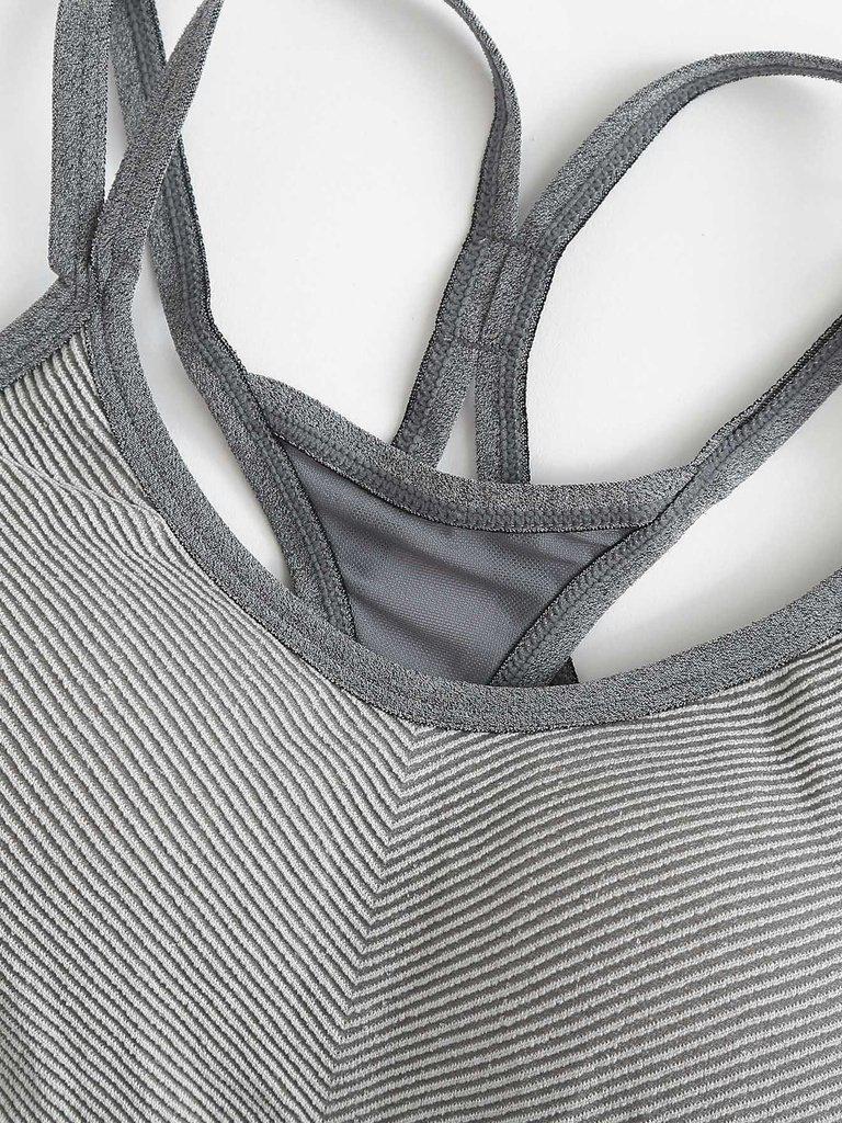 Striped Strappy Sports Bra-sportswear-Des Mess